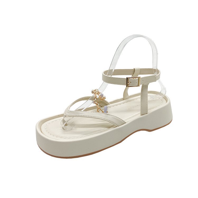 Sandales Chaîne Vintage à Perles Femme