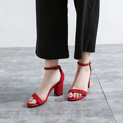 Sandales à Talons Hauts à Boucle, Talon Épais pour Femmes
