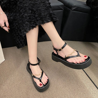 Sandales Chaîne Vintage à Perles Femme